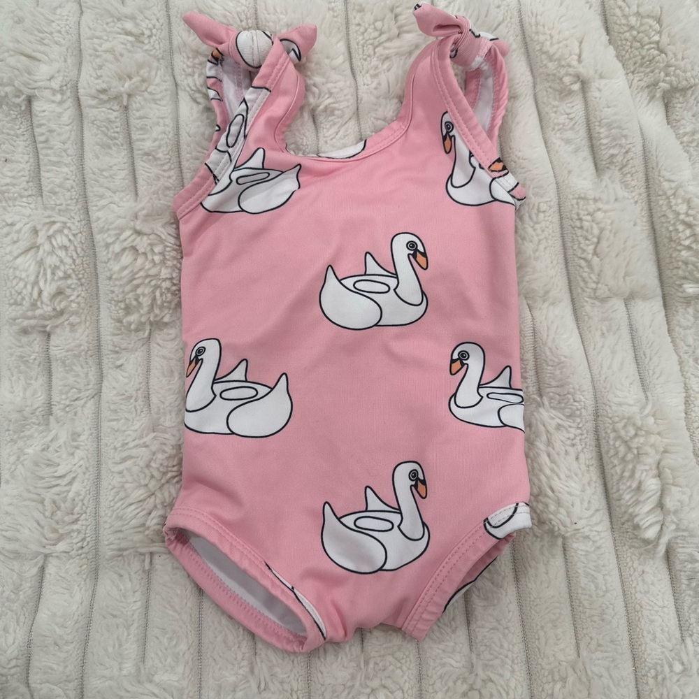 Pink Swan Kids Swim One Piece